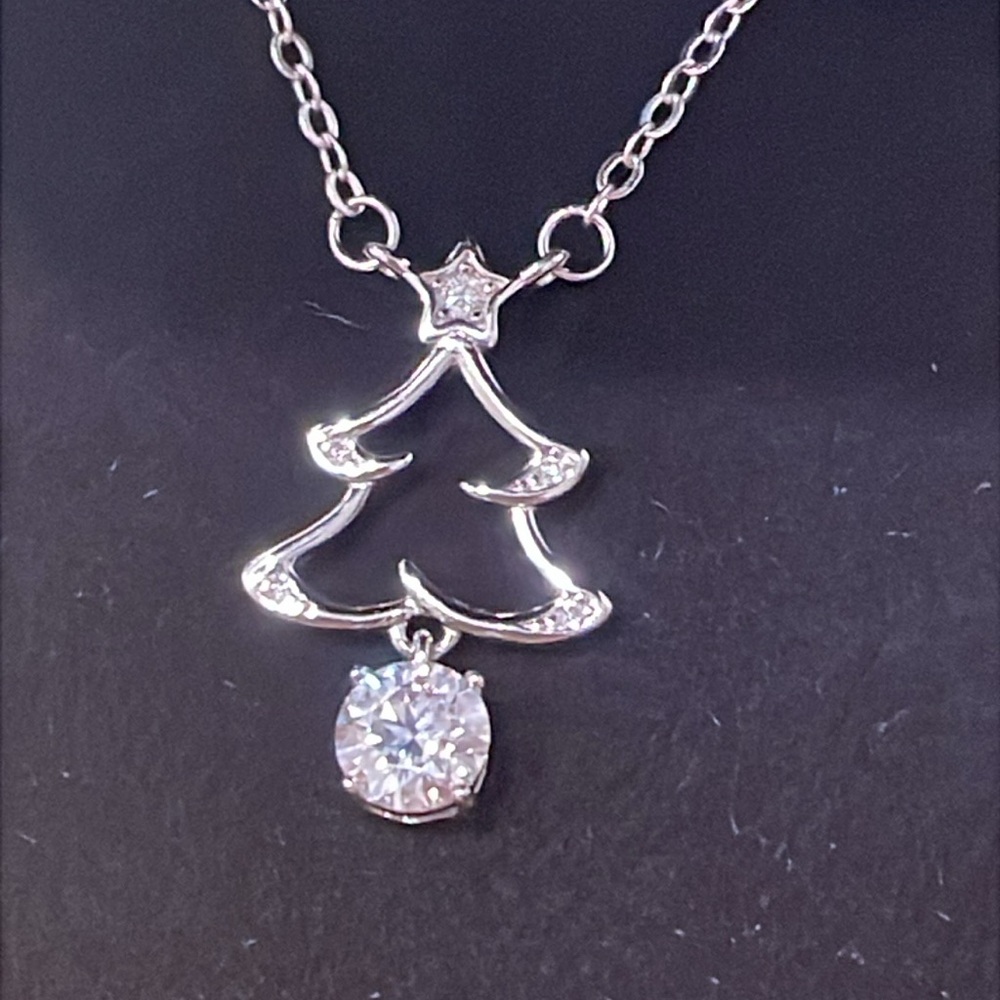 Moissanite Silver Tree Necklace